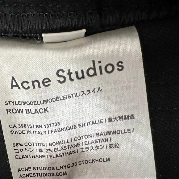Acne Row Slouchy Straight Jeans Black Designer Casual Women’s Denim 26 - Picture 8 of 11